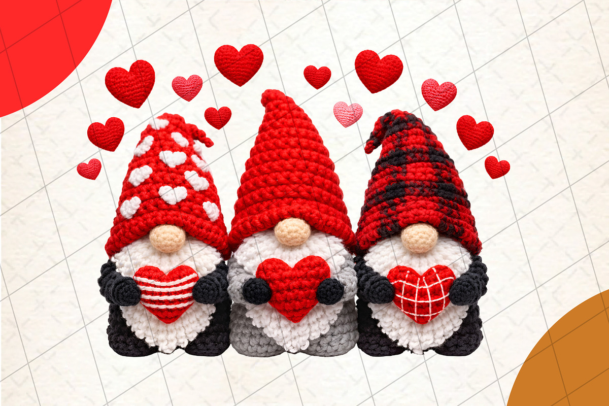 Faux Yarn Valentine’s Day Gnome PNG, an Illustration by DreamCafeArt (Photo 1 of 8)