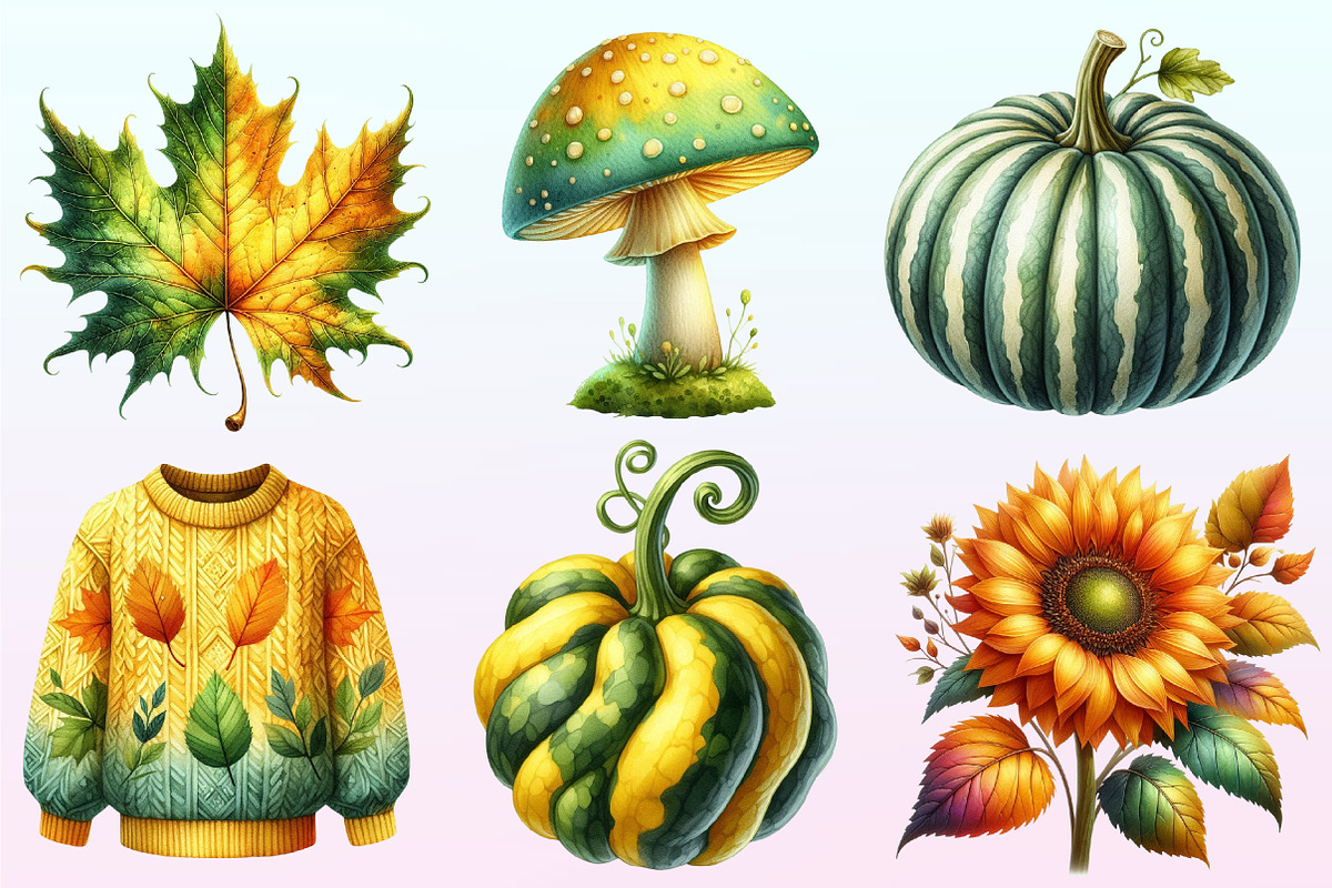 Yellow & Green Autumn Clipart PNG, a Graphic by CitraGraphics (Photo 2 of 4)