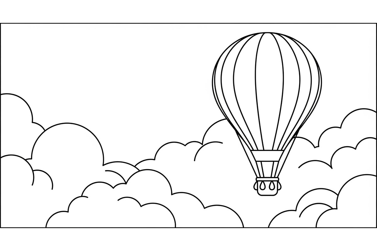 Hot Air Balloon Cloud Line Art bundl, an Illustration by Designer_Momina (Photo 13 of 51)