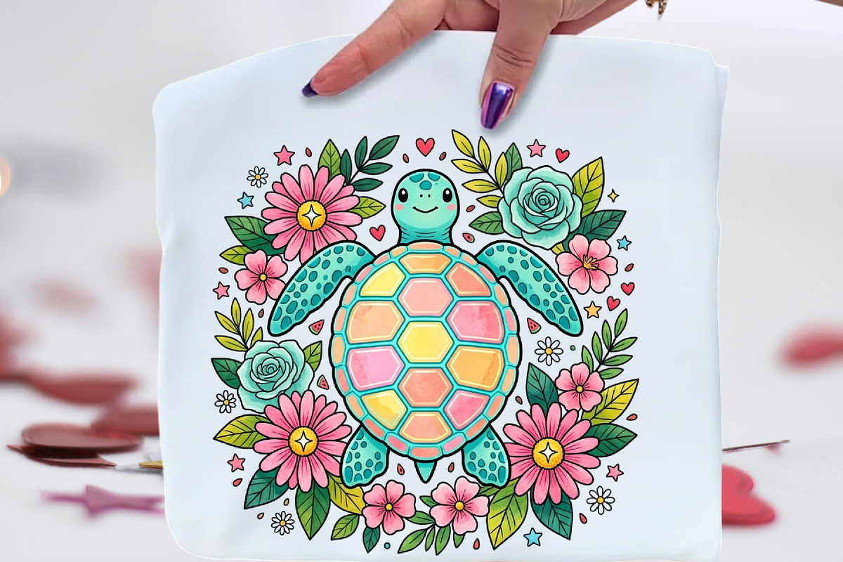 Boho Sea Turtle Png, Floral Summer, an Illustration by CraftArtStudio (Photo 1 of 4)