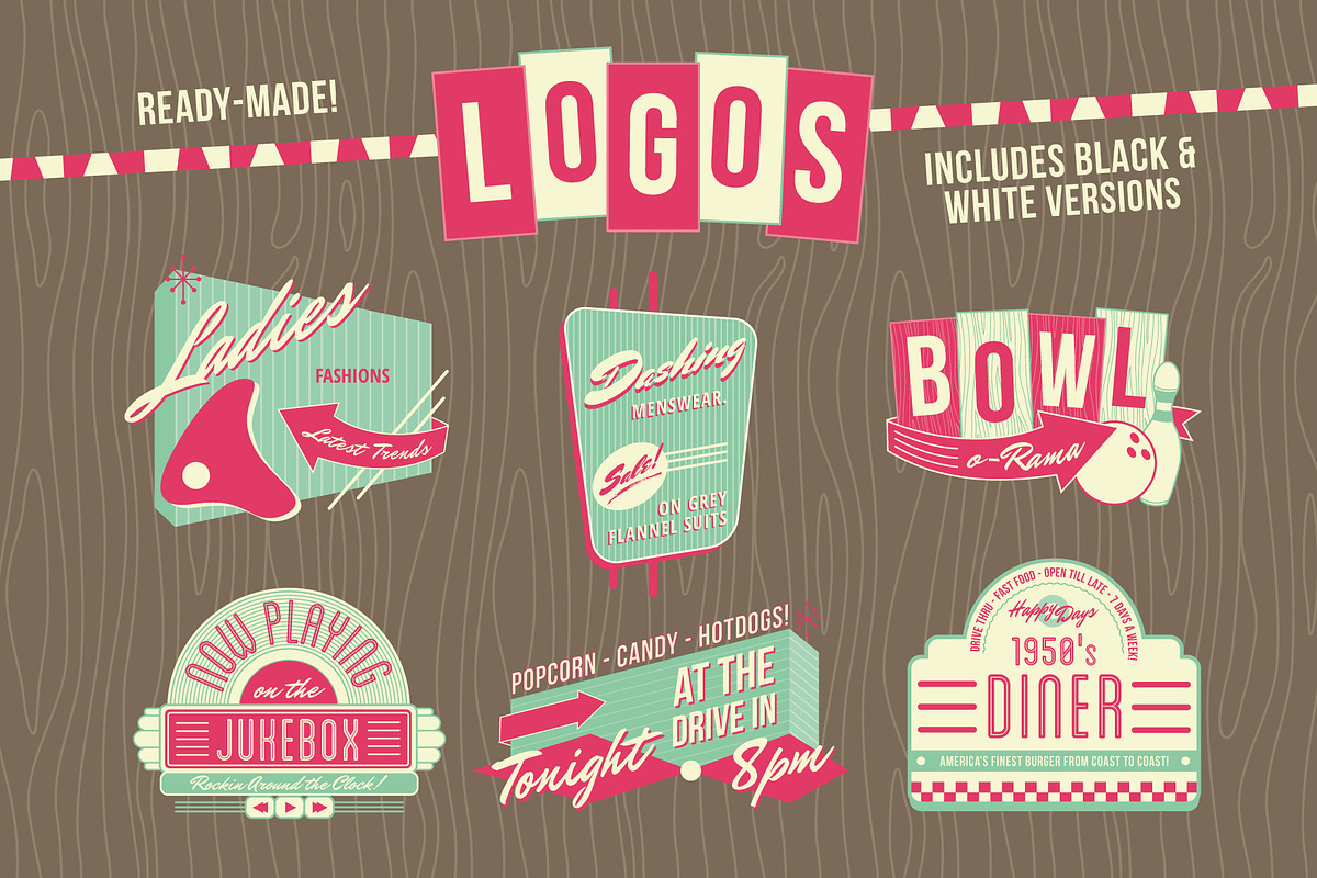 Epic 1950s Retro Graphics Bundle, an Illustration by Wingsart Studio (Photo 4 of 5)
