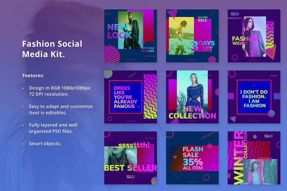 Gradient Fashion Instagram Post, a Social Media Template by temphall (Photo 4 of 4)