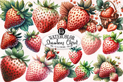Watercolor Strawberry Clipart PNG, an Illustration by Designking (Thumbnail 1 of 4)