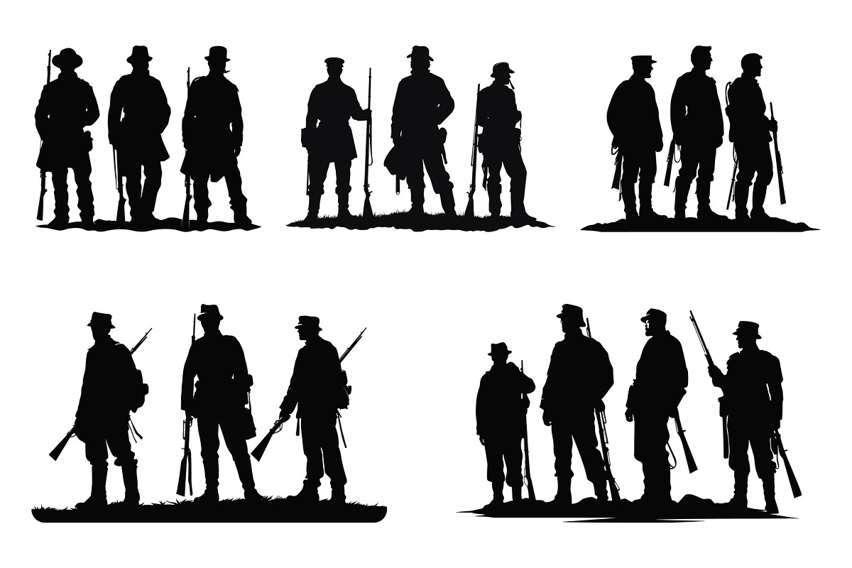 American Soldier Silhouette SVG Set, a Person Illustration by Gfx Expert Team (Photo 2 of 3)