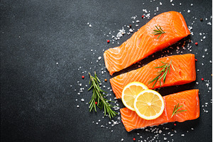 Salmon fillet, raw fresh fish at, a Food & Drink Photo by Nadia-nb