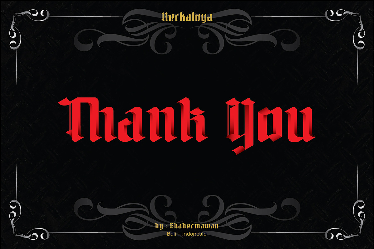 Herkaloya - Ornament Blackletter, a Blackletter Font by Ekahermawan (Photo 10 of 10)