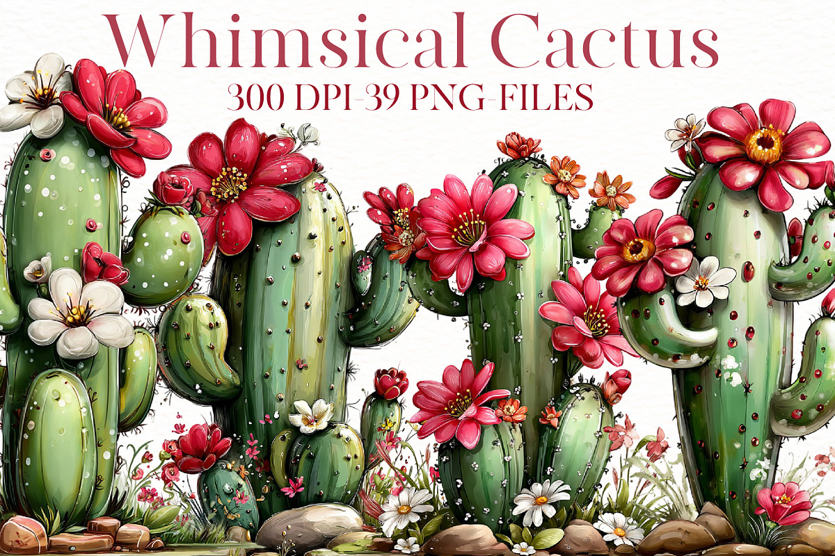 Whimsical cactus clipart, an Illustration by Designworld (Photo 1 of 8)