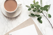 Notepad mockup with coffee.Flatlay, a Print Template by Una Matison (Thumbnail 2 of 3)