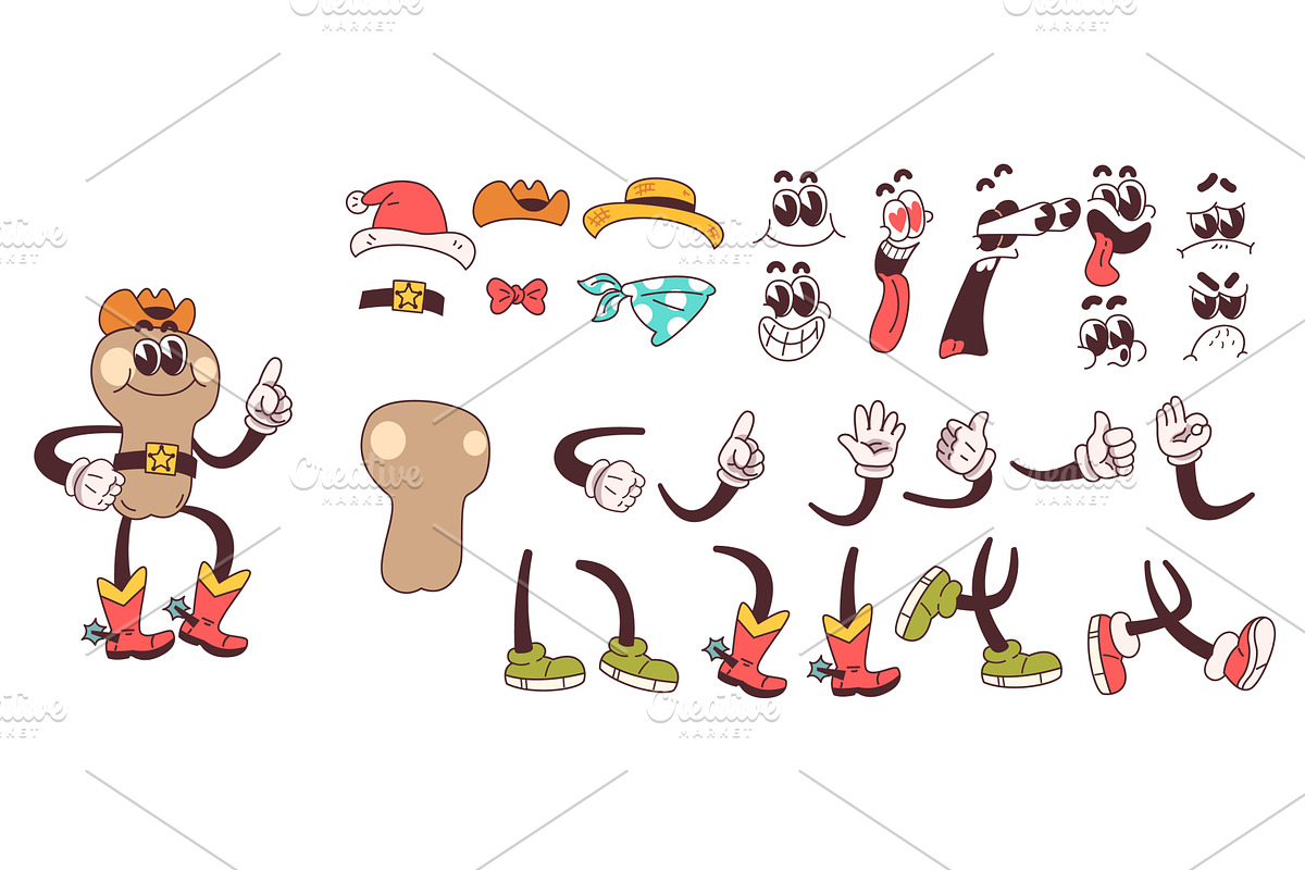 Retro mascot kit. Vintage groovy, an Illustration by Stock-Smart-Start