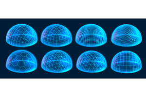 Wireframe dome shields. Secure, an Illustration by winwin.art