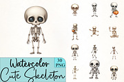 Cute Skeleton Clipart, an Illustration by CrexoraLab (Thumbnail 1 of 5)