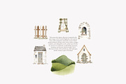 watercolor castles clipart set, a Decorative Illustration by Patishop Art (Thumbnail 2 of 6)