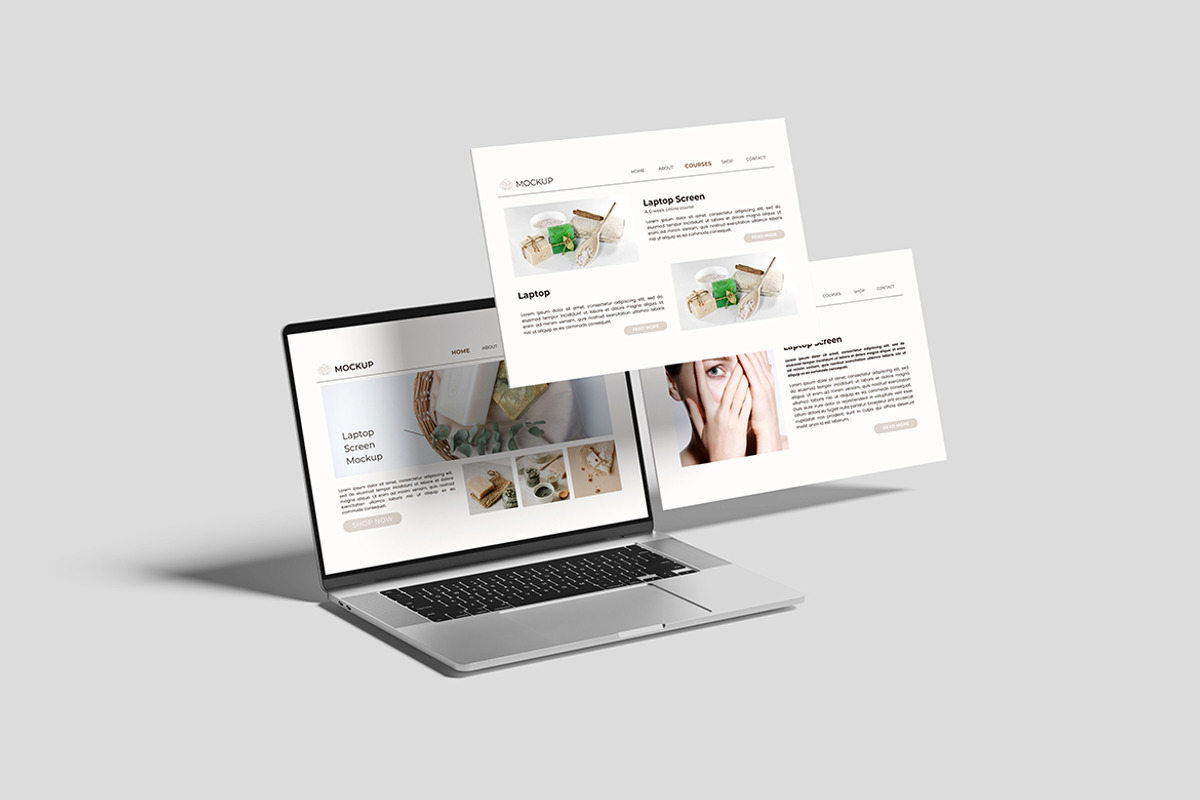 Laptop Screen Website Mockup, a Wearable Device Mockup by Pikachudesign (Photo 2 of 5)