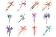 Coquette School Pencil Bow Clipart, an Illustration by Design Market (Thumbnail 2 of 3)