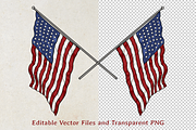 American Flag Vector Set, an Object Illustration by Kusumaillustration (Thumbnail 2 of 7)
