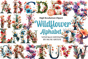 Wildflower Alphabet Clipart, an Illustration by DreamArtGraphic (Thumbnail 1 of 3)