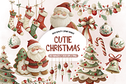 Cutie Christmas Watercolor Clipart, an Illustration by TatiMockup (Thumbnail 1 of 5)