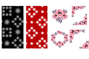 Pink Floral Seamless Patterns Set, a Seasonal Illustration by InkyQueenArt (Thumbnail 5 of 7)