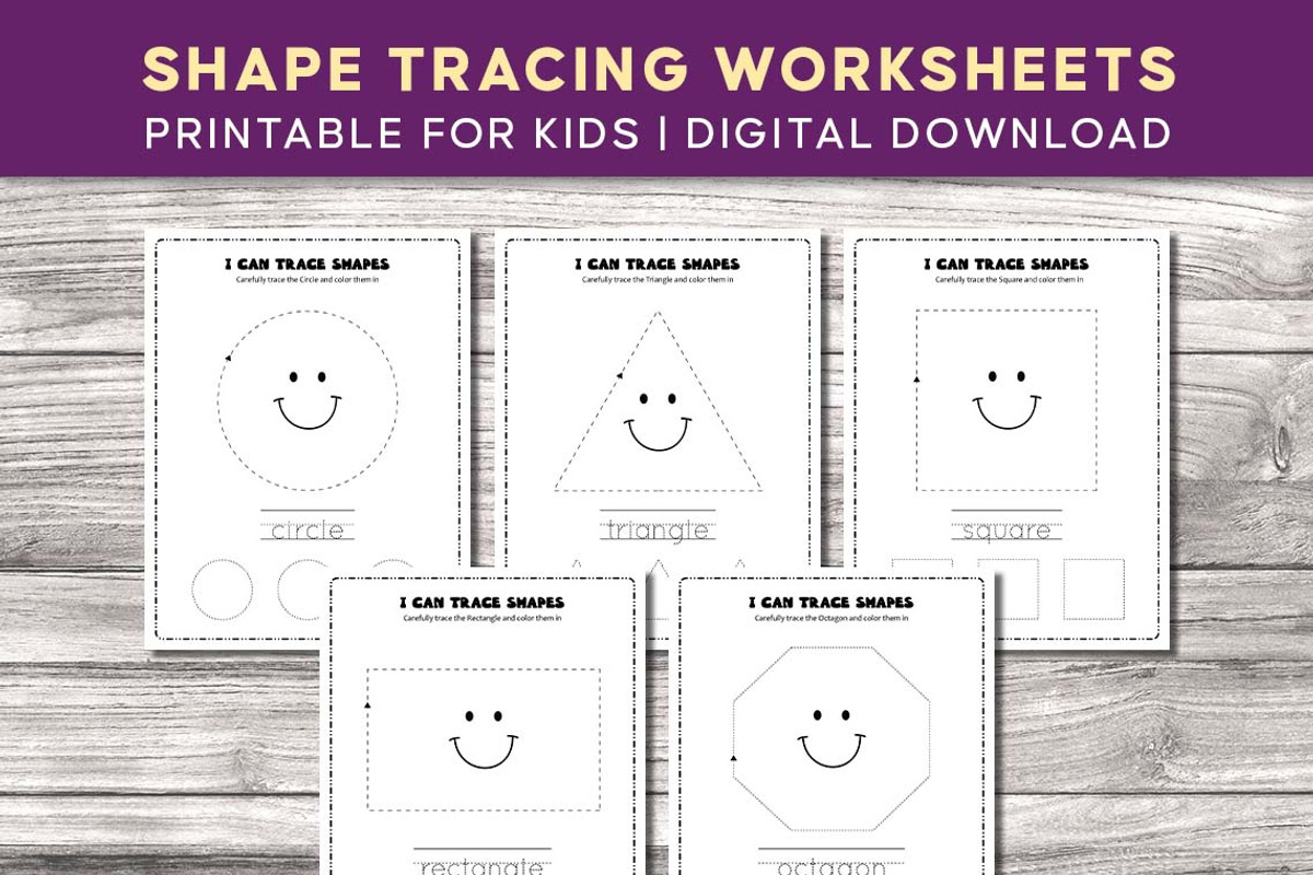 20 Shapes Tracing Worksheets, a Print Template by Graphicsnext (Photo 3 of 4)