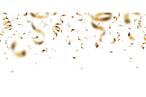 Gold confetti, serpentine ribbons, an Object Illustration by Zaie