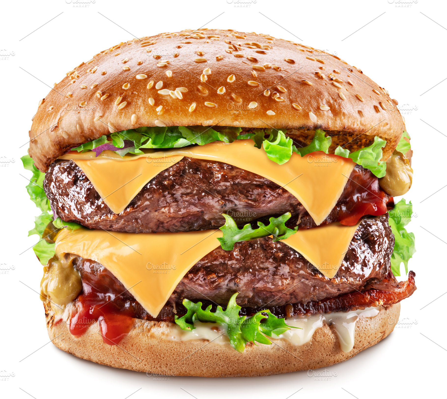 Hamburger on a white background, a Food & Drink Photo by Volff