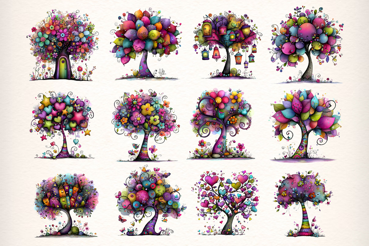 Whimsical Tree Clipart PNG, an Illustration by Dream Creation