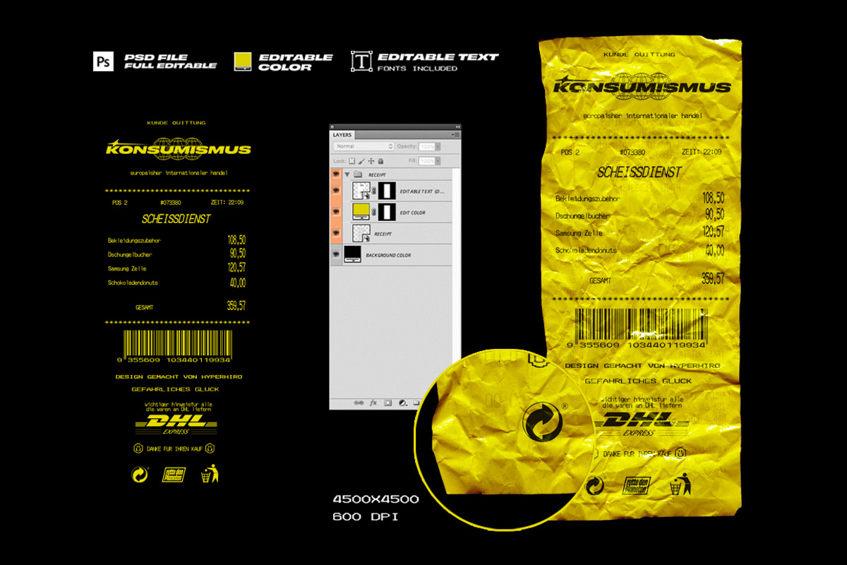 DHL Receipt Mockup, a Product Mockup by HYPER HIROⓇ (Photo 2 of 3)