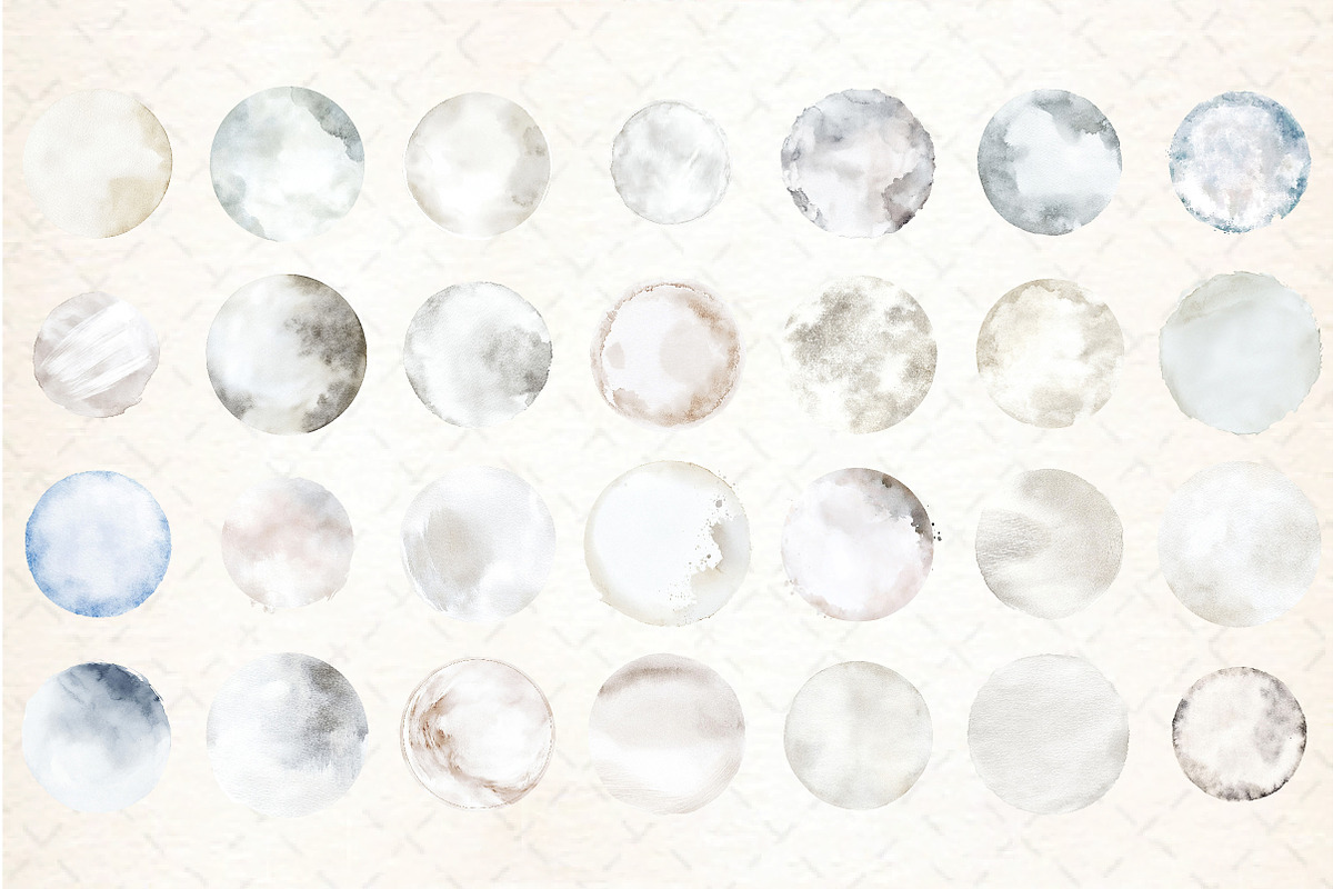 White Watercolor Circles Clipart, an Illustration by DreamCafeArt (Photo 2 of 7)