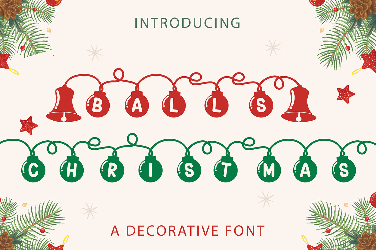 Balls Christmas - Decorative Font, a Handwritten Font by Densu Creative (Photo 1 of 6)
