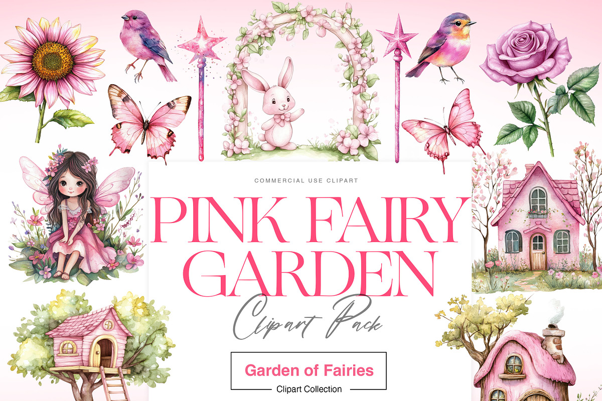 Pink Fairy Clipart, Watercolor Fairy, a Decorative Illustration by BrushstrokeArtGB (Photo 1 of 9)