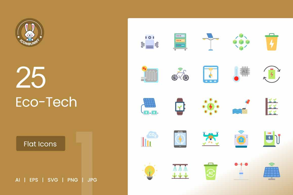 Eco-Tech Flat Multicolor Icons, an Icon by IconBunny (Photo 1 of 2)
