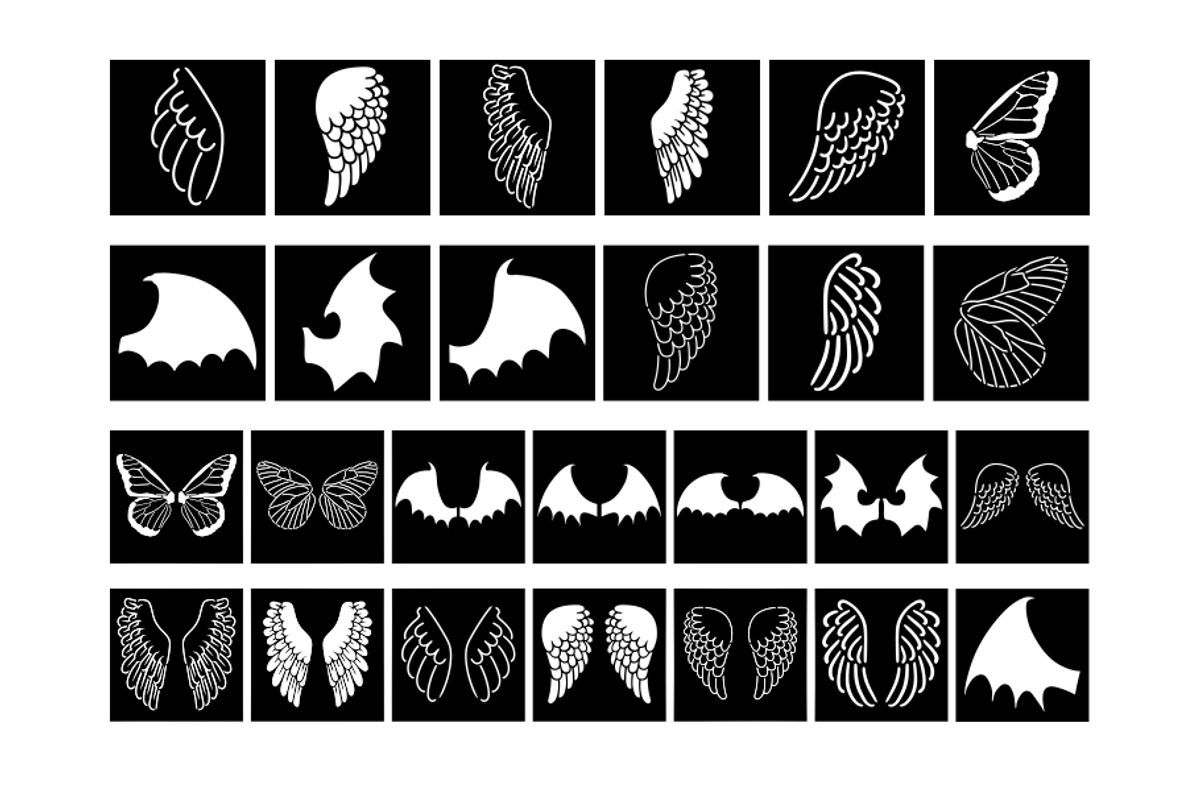 Angel Wings Stencil, Butterfly Wings, an Object Graphic by Doodle Cloud Studio (Photo 1 of 2)