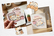 Cats & Coffee Stickers Clipart, a Food Illustration by Watercolor dreams (Thumbnail 4 of 4)