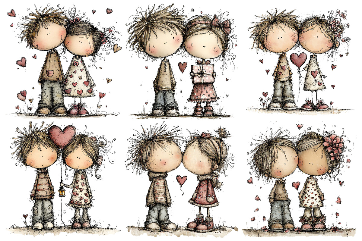 Valentine's Day Lovers Clipart, an Illustration by Pixels.Craft (Photo 2 of 5)