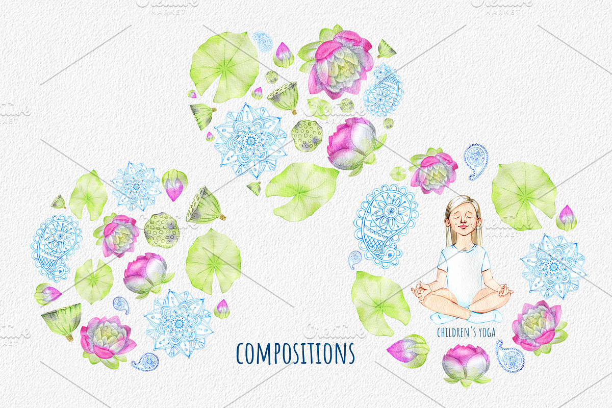 watercolor children's yoga, a Sport Illustration by OlyaSenko (Photo 6 of 9)