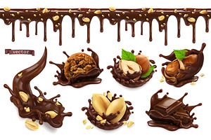 Chocolate cookies with peanuts, set