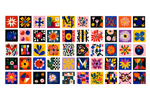 Floral square patterns cartoon, an Object Illustration by Onyx