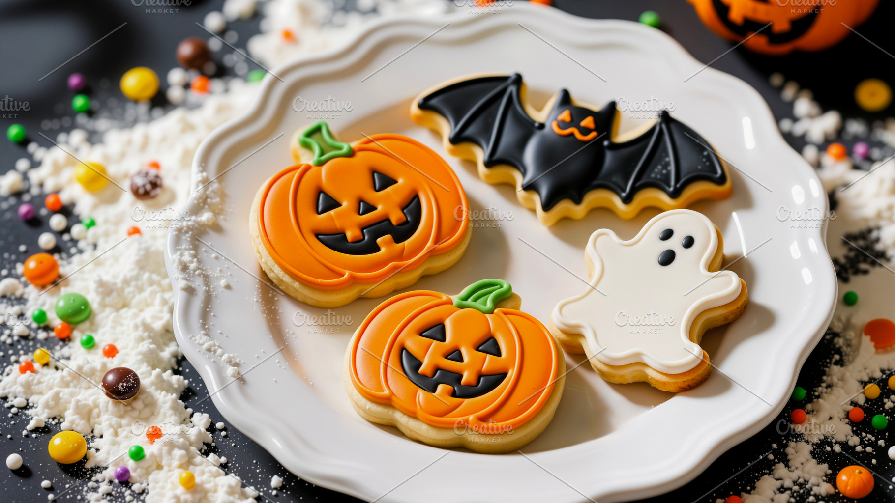 Halloween decorated sugar cookies, a Photo by rarrarorro