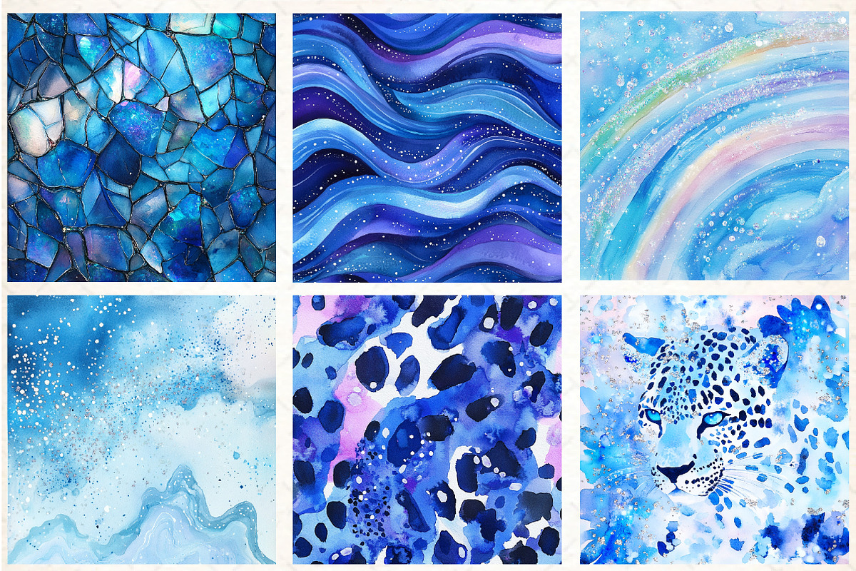 Blue Holographic Glitter Digital Pap, a Pattern Graphic by DreamCafeArt (Photo 4 of 6)