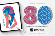 80 hand-drawn patterns for Procreate, a Brush Add-On by Gray Cat Graphics (Thumbnail 1 of 17)