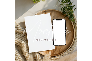 PSD/Canva Card & Phone Mock, a Product Mockup by TatiMockup