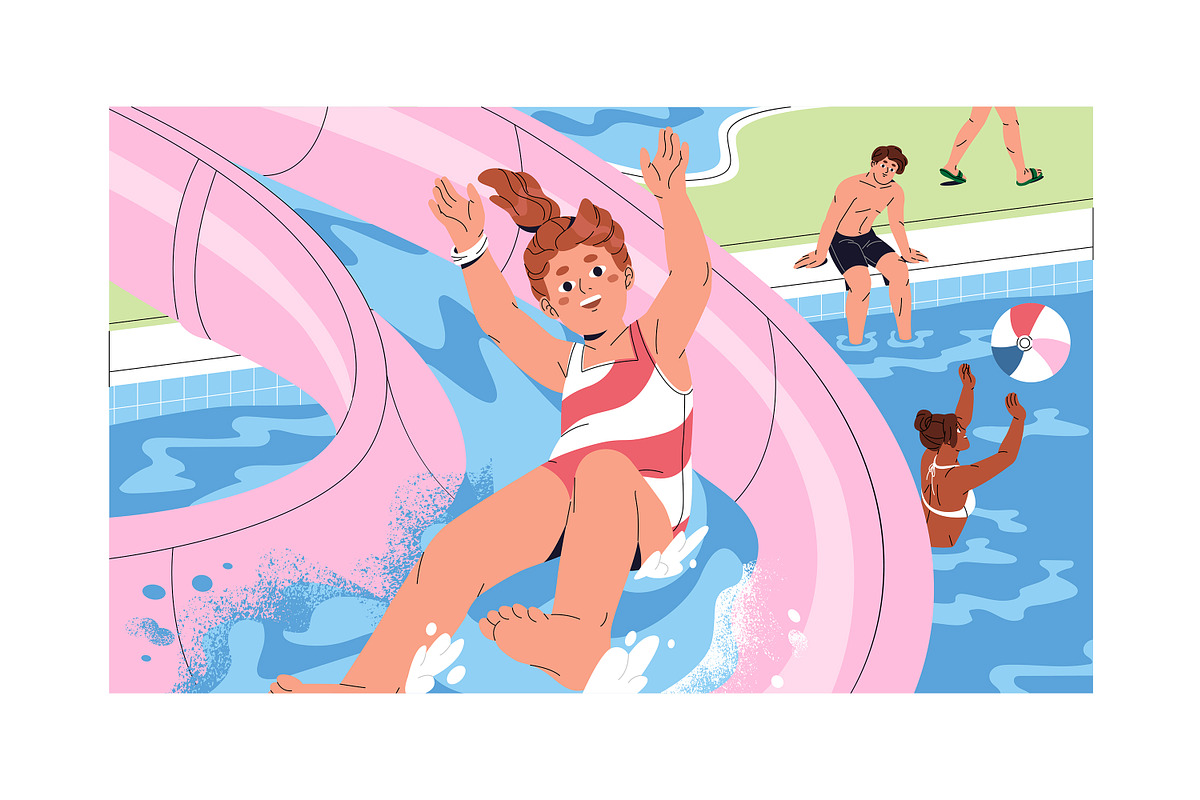 People in aquapark set, banner, a Person Illustration by PaperTrident (Photo 3 of 6)