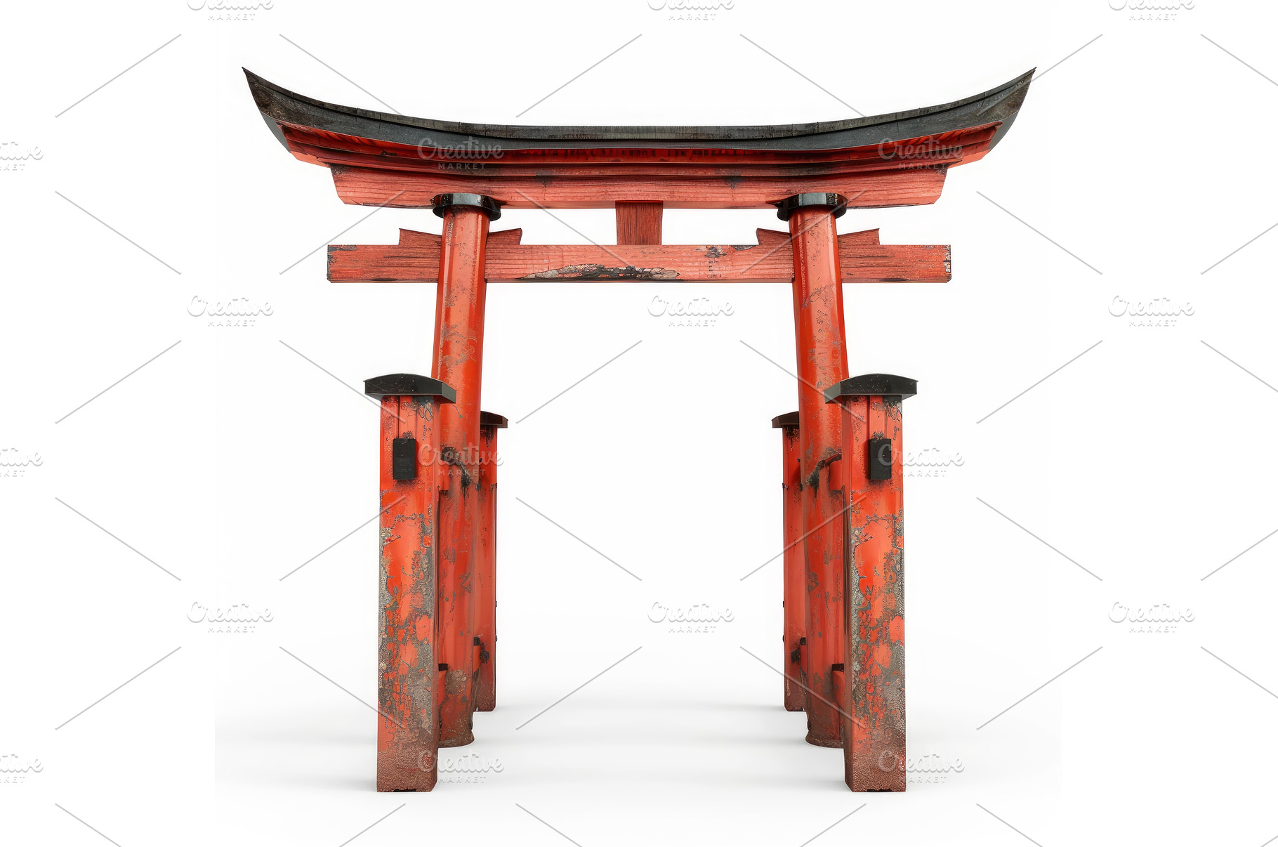 Weathered red torii gate standing on, an Architecture Photo by Ylivdesign
