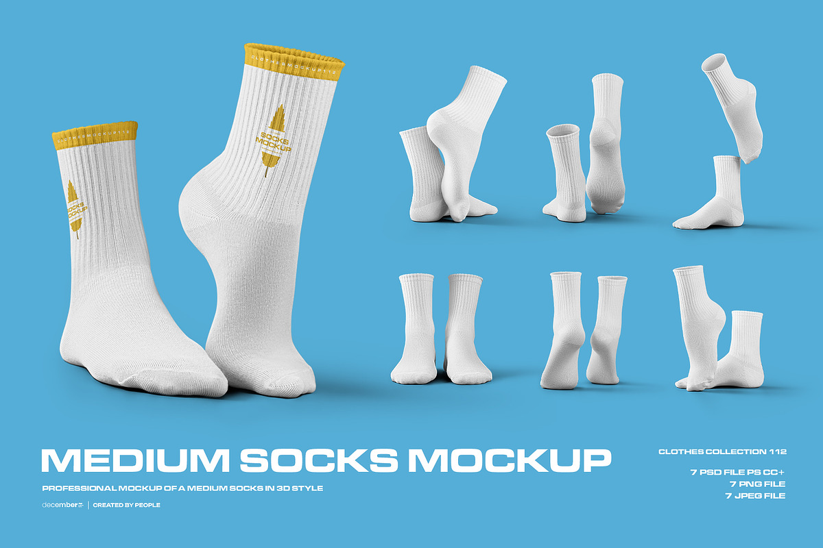 7 Mockups Socks in the 3D Style, a Bottom Mockup by Grow Design Craft Studio (Photo 1 of 7)