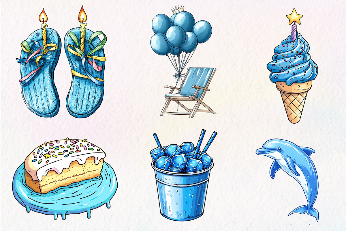 Summer Happy Birthday Clipart, an Illustration by CreationArt (Photo 3 of 5)