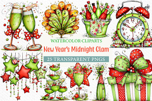 New Year's Midnight Glam Clipart, an Illustration by Craft Nest