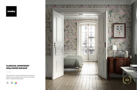 Classical Apartment Wallpaper Mockup, a Household Mockup by creatsy5
