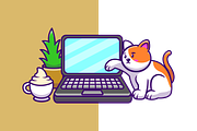 Laptop Setup With Cat Cartoon, a Work Illustration by Artstorystudio (Thumbnail 2 of 3)