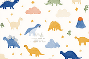 Cute Pastel Dinosaur Seamless Patter, a Pattern Graphic by Pati Charm Studio (Thumbnail 6 of 8)