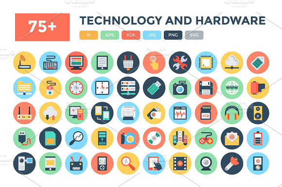 75 Technology And Hardware Icons